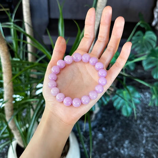 Natural Purple Kunzite Beaded Bracelet | Purple Crystal Jewelry | Boho Style
