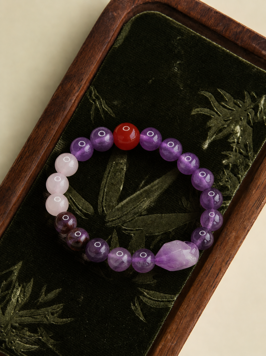 Nine Purple Fire Inspired Red Agate Bracelet | Multi-Stone Crystal Bracelet | Lucky Jewelry