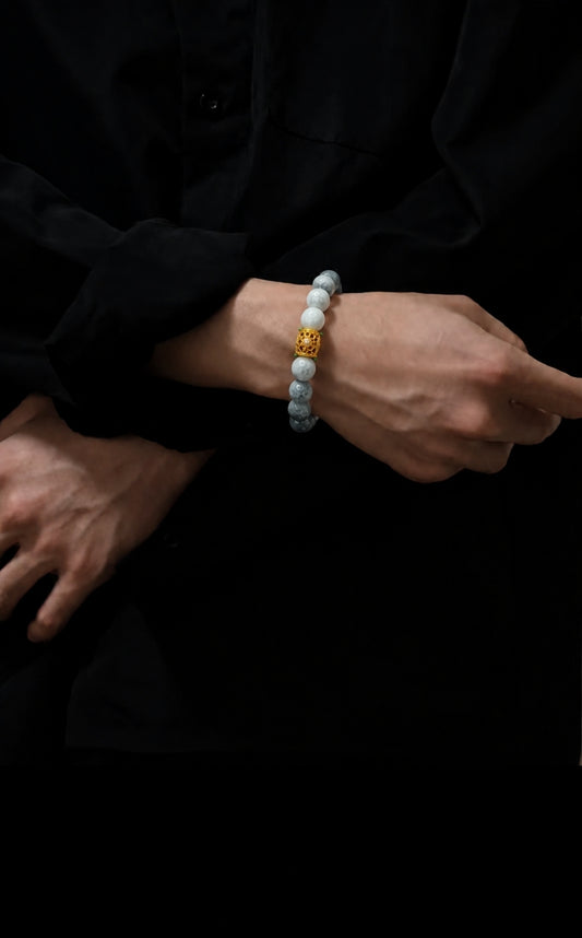 White Turquoise & Map Stone Beaded Bracelet | Natural Stone Jewelry | Boho Style