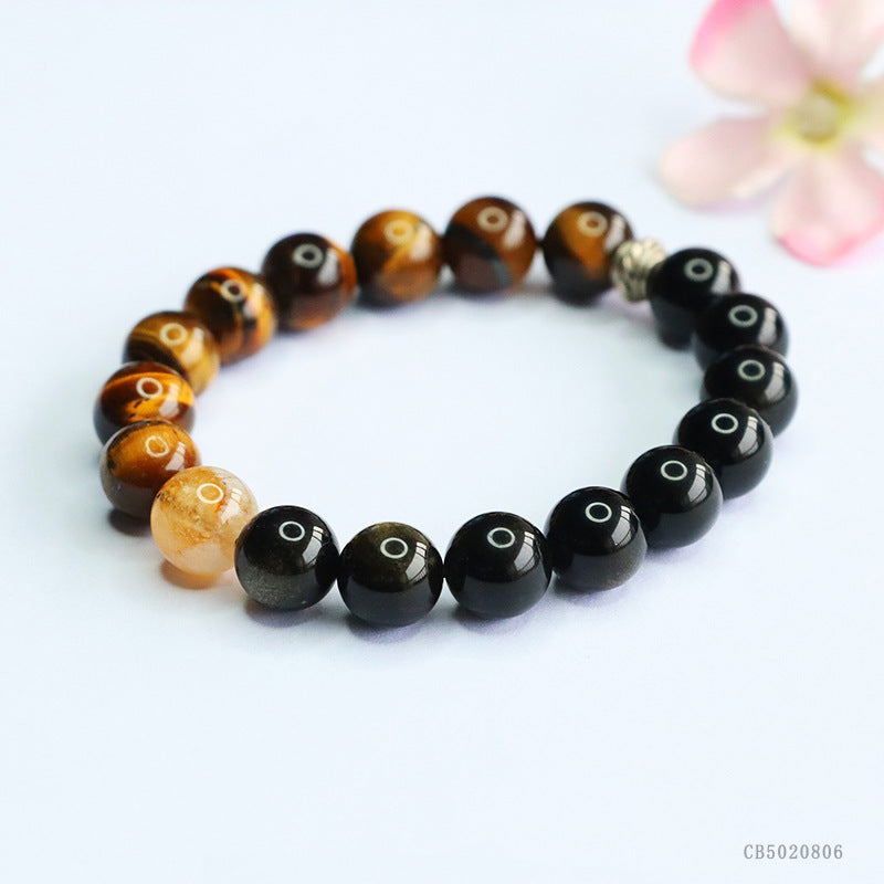 Tiger’s Eye, Golden Obsidian & Citrine Beaded Bracelet | Natural Crystal Jewelry | Prosperity Bracelet