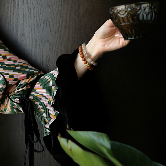 Natural Agate & Sandalwood Double-Wrap Bracelet | Beaded Crystal Jewelry | Zen Style
