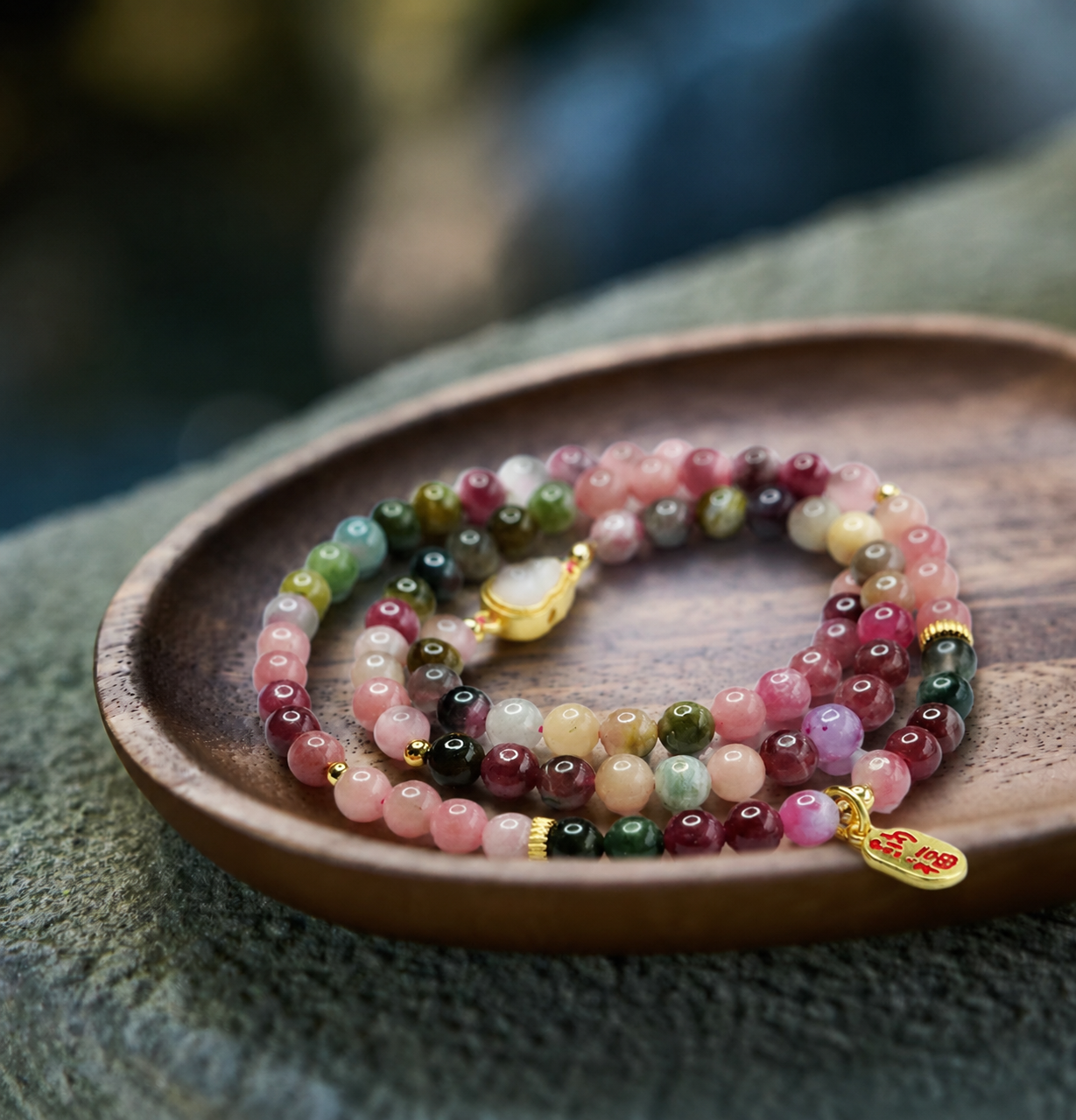 Natural Brazilian Tourmaline Multi-Wrap Bracelet | Beaded Crystal Jewelry | Boho Style