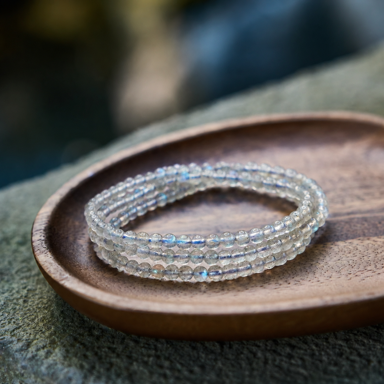 Gray Moonstone, Labradorite & Blue Moonstone Multi-Wrap Bracelet | Natural Crystal Jewelry | Boho Style