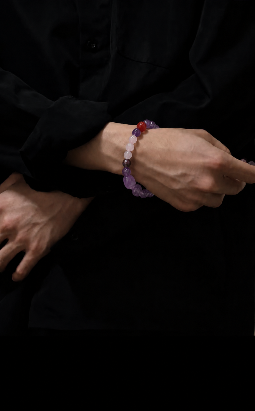 Nine Purple Fire Inspired Red Agate Bracelet | Multi-Stone Crystal Bracelet | Lucky Jewelry