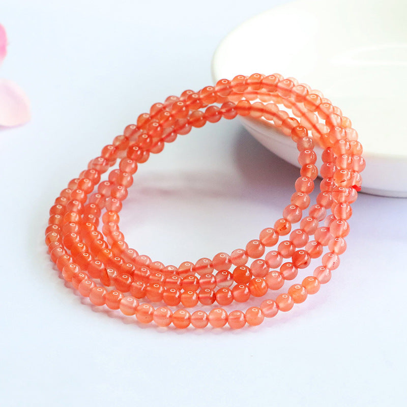 Ice-Floating Nanhong Red Agate Multi-Wrap Bracelet | Beaded Crystal Jewelry | Lucky Style