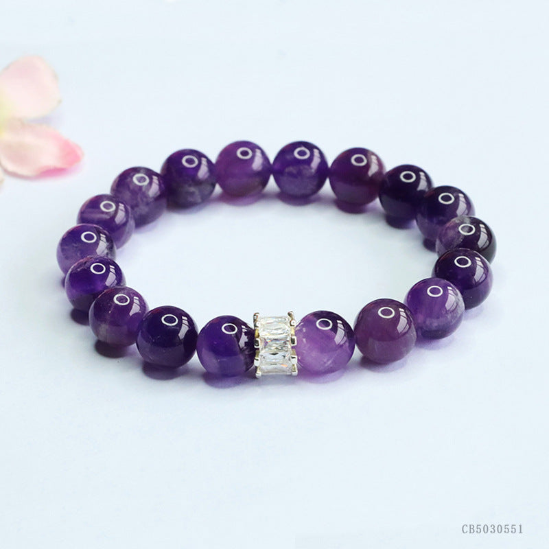 Natural Amethyst Beaded Bracelet | Purple Crystal Jewelry | Boho Style