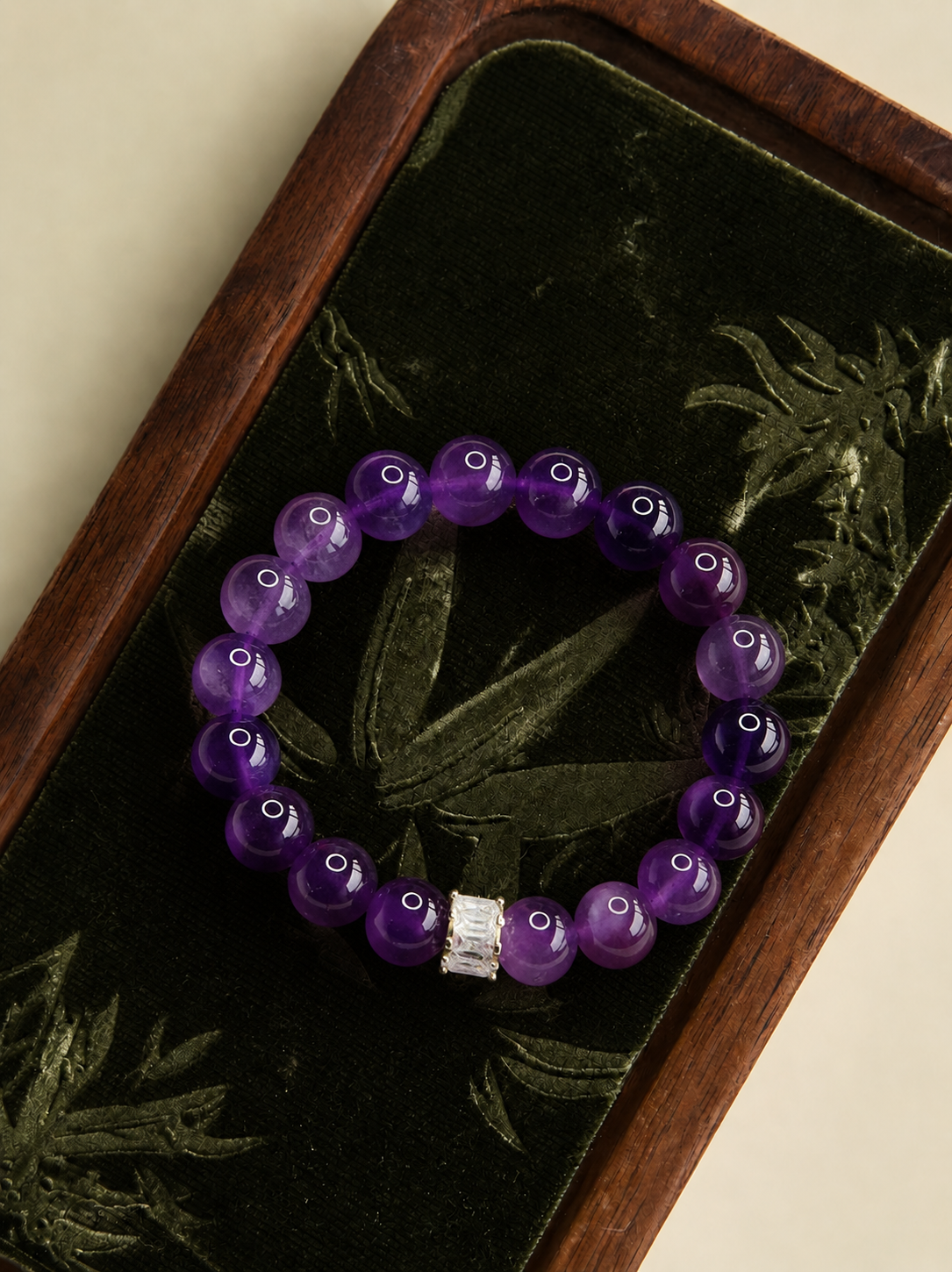 Natural Amethyst Beaded Bracelet | Purple Crystal Jewelry | Boho Style