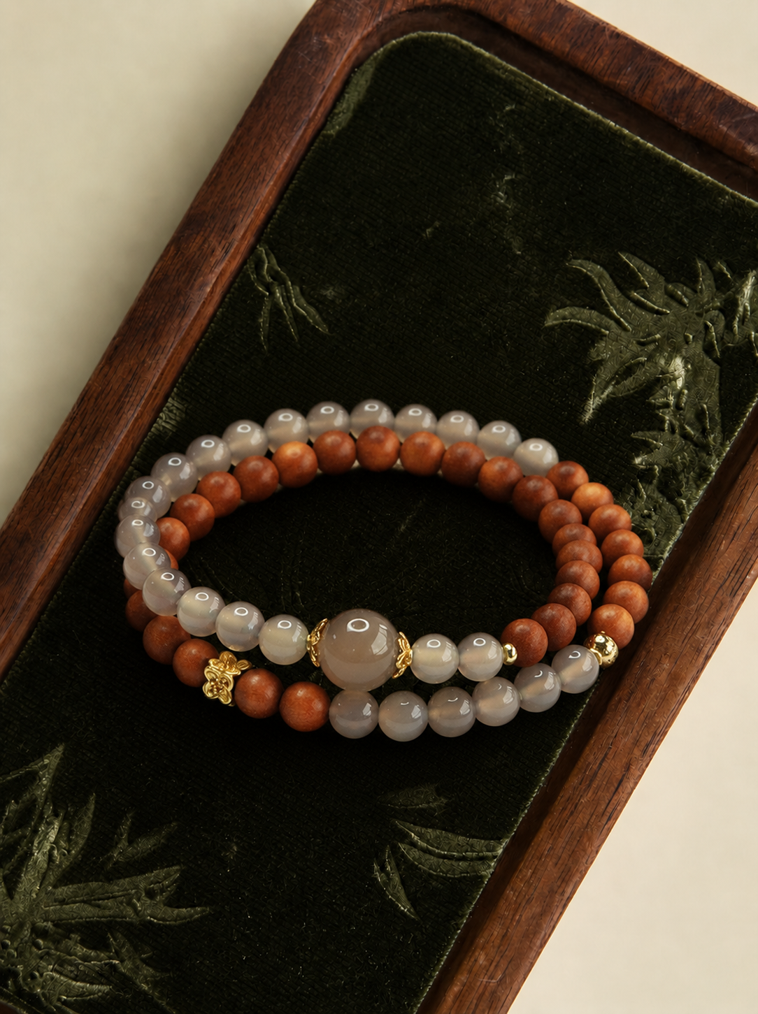 Natural Agate & Sandalwood Double-Wrap Bracelet | Beaded Crystal Jewelry | Zen Style