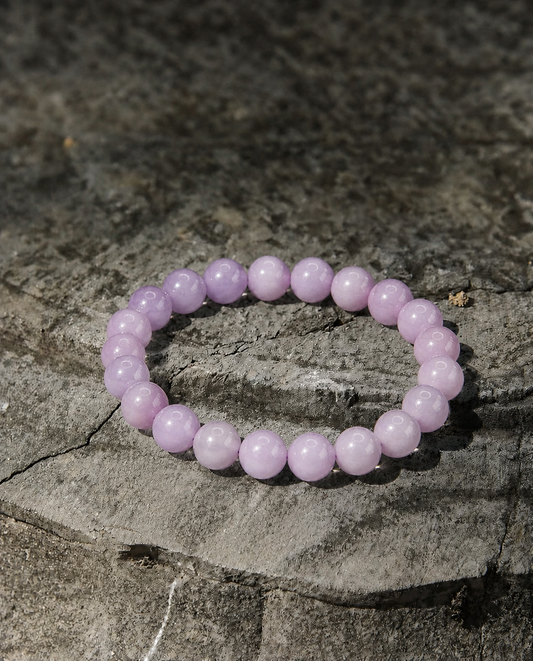 Natural Purple Kunzite Beaded Bracelet | Purple Crystal Jewelry | Boho Style